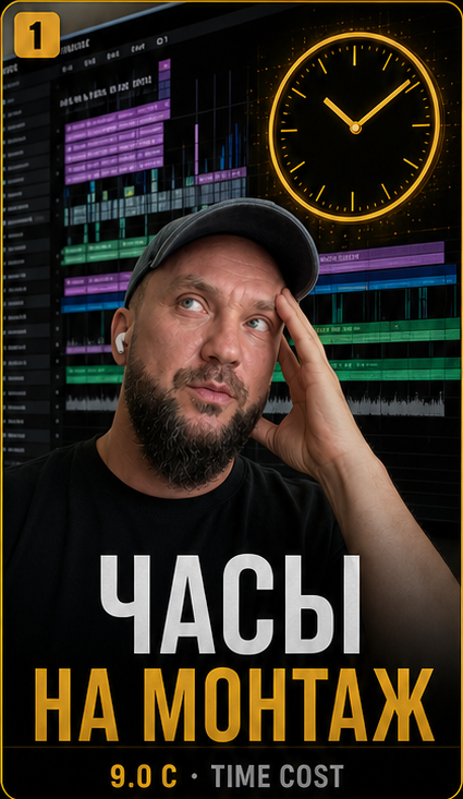 Время и стоимость на фоне монтажного интерфейса